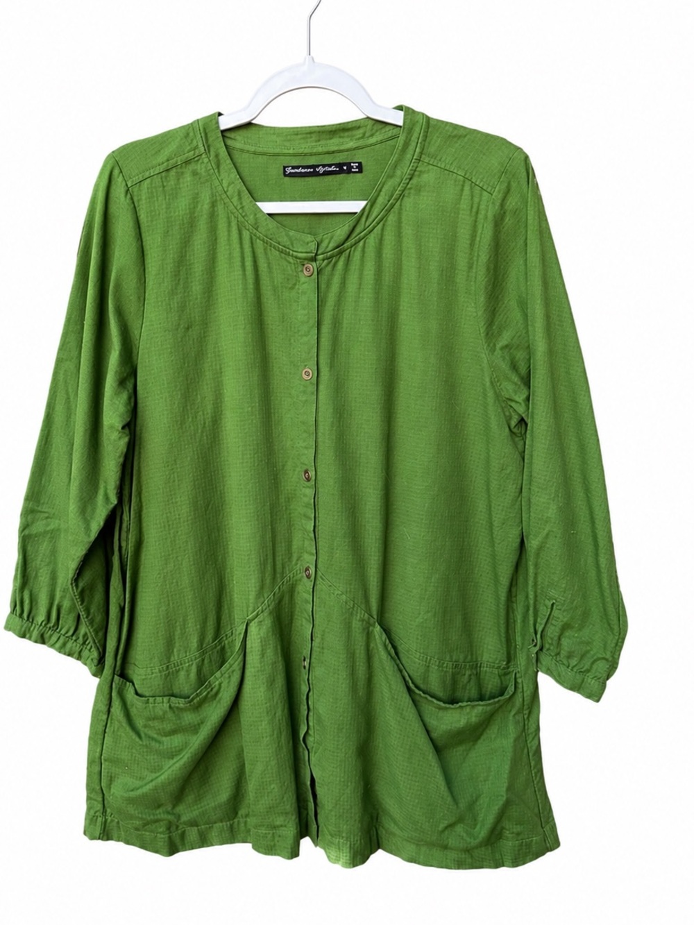 Gudrun Sjoden Top Shirt Jacket Lagenlook light weight layer piece Cardi green m